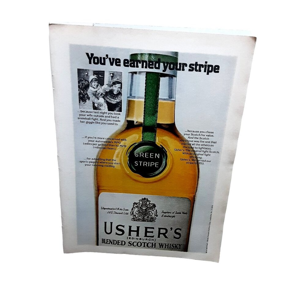 1975 Ushers Edinburgh Scotch Whisky Original Print Ad 70s